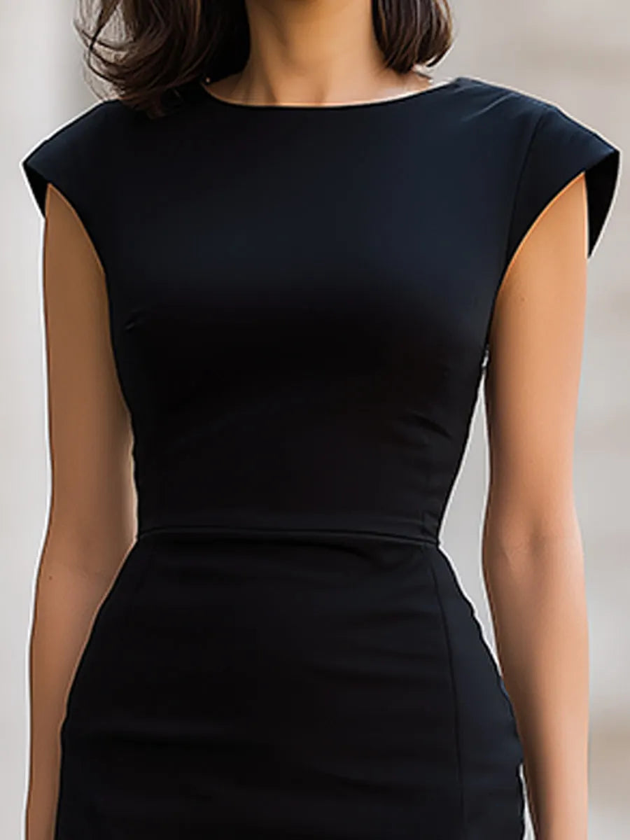 Elegant Cap Sleeve Bodycon Midi Dress