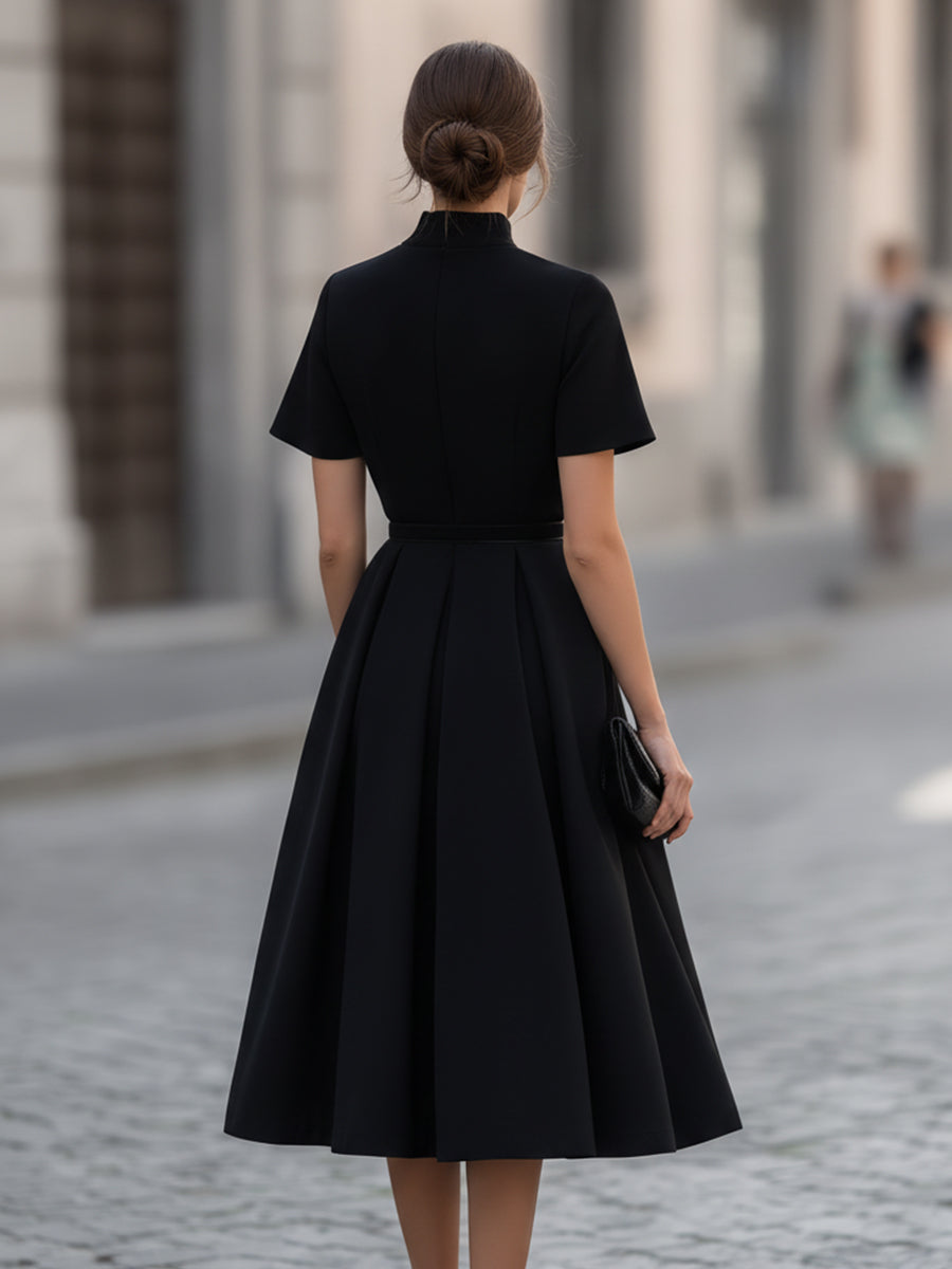 Elegant High-Neck Midi Dress