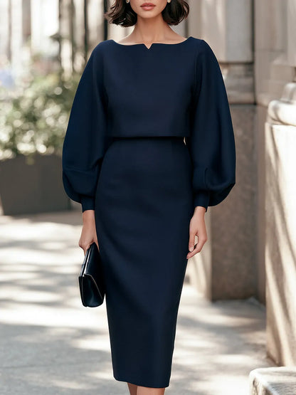 Voluminous Balloon Sleeves Top And Skirt Two-Piece Set