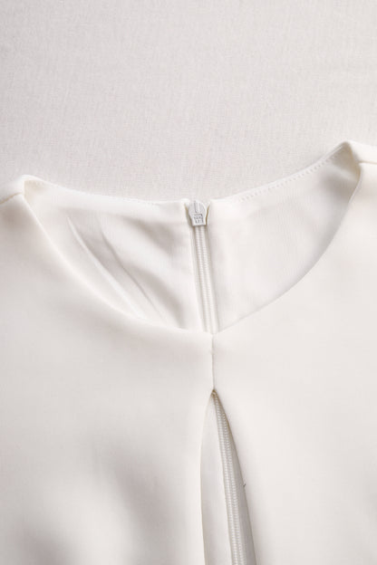 Elegant White Keyhole Pencil Dress
