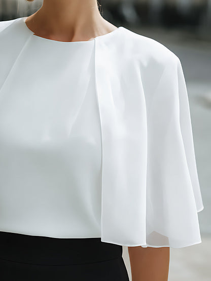 Cape-Sleeve Draped Blouse