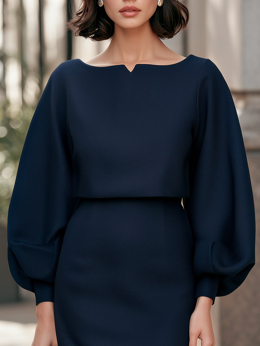 Voluminous Balloon Sleeves Top And Skirt Two-Piece Set