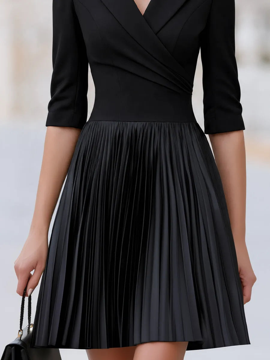 Tailored Blazer-Inspired Bodice Pleated Mini Dress