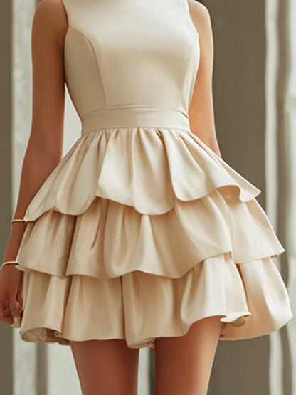 Elegant Tiered Ruffle Sleeveless Mini Dress