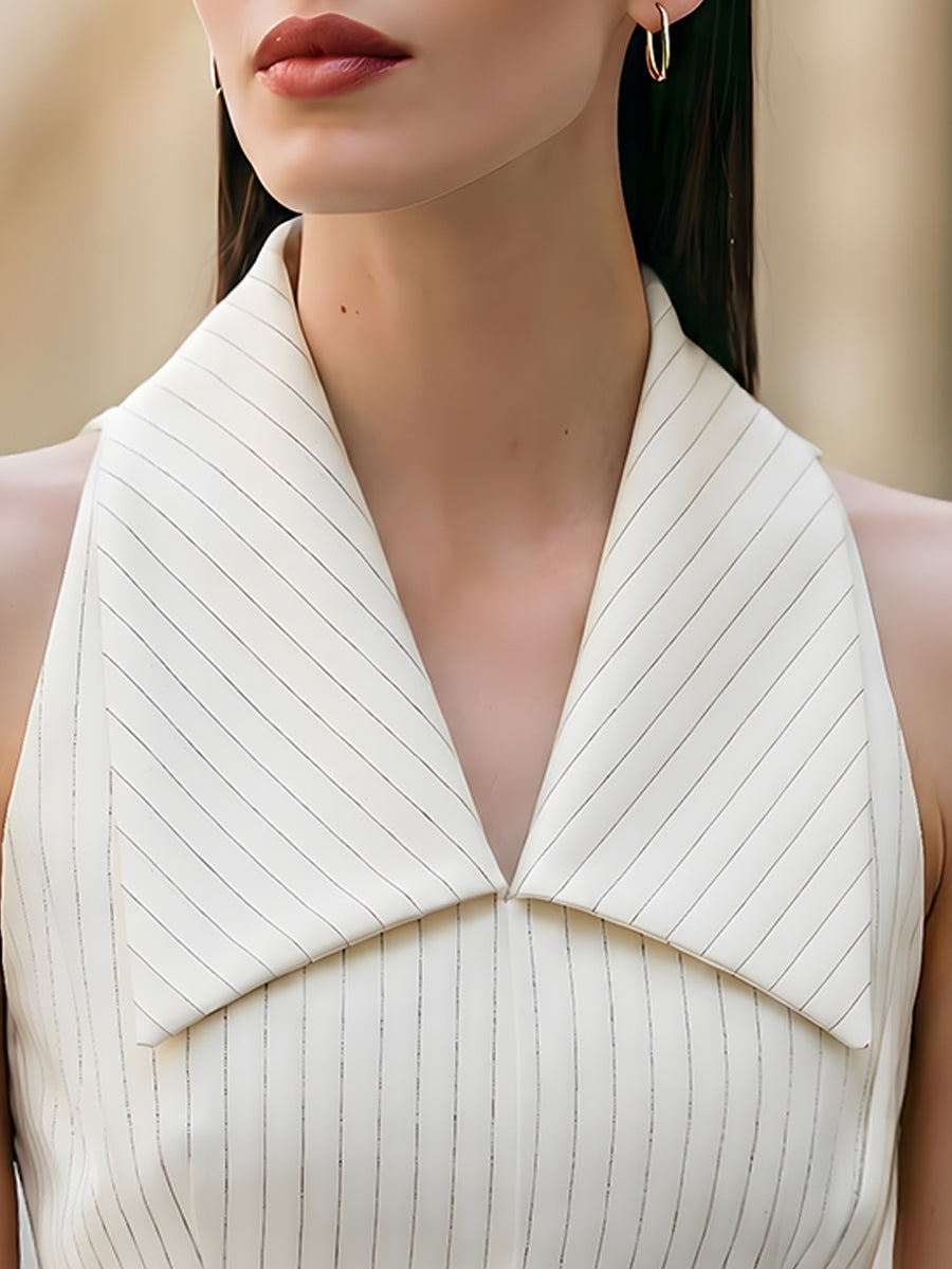 Pinstripe Halter Neck Fitted Top