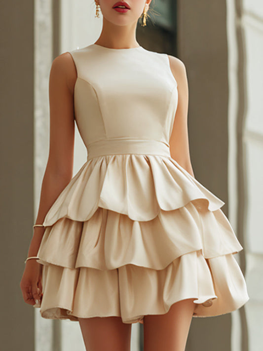 Elegant Tiered Ruffle Sleeveless Mini Dress