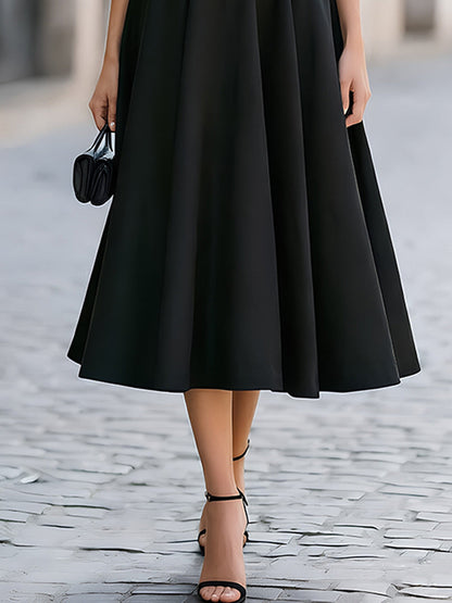 Mandarin Collar Sleeveless Fit & Flare Midi Dress