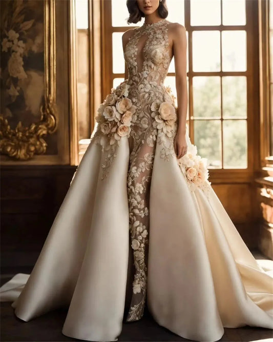 Vestido Feminino Sem Mangas com Bordado 3D