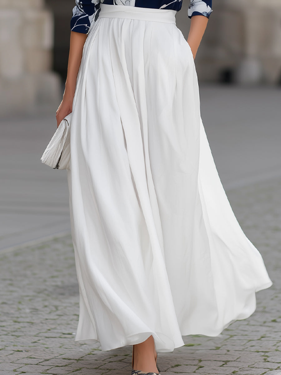 Floral Print Button-Down & High-Waisted Maxi Skirt Set