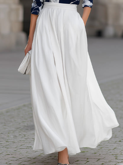 Floral Print Button-Down & High-Waisted Maxi Skirt Set
