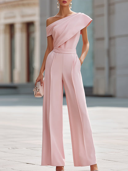 Elegant One-Shoulder Wide-Leg Jumpsuit