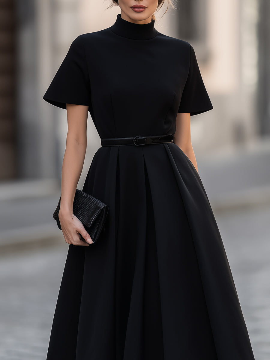 Elegant High-Neck Midi Dress