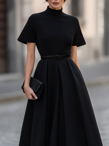Elegant High-Neck Midi Dress