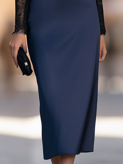 Elegant Draped Satin Cowl Neck Midi Dress