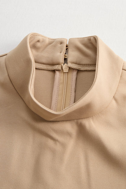 Sophisticated Beige Belted Dress