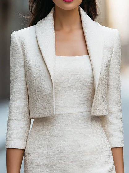 Textured Bolero Jacket And Sheath Mini Dress Set
