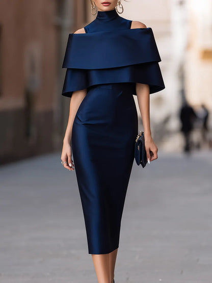 Off-Shoulder Layered Midi Dress