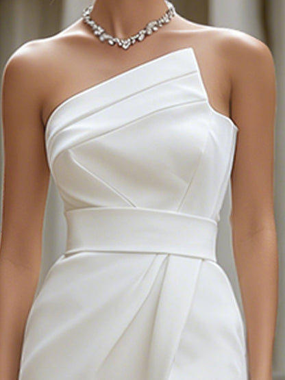 Asymmetrical One-Shoulder Draped Wrap Midi Dress
