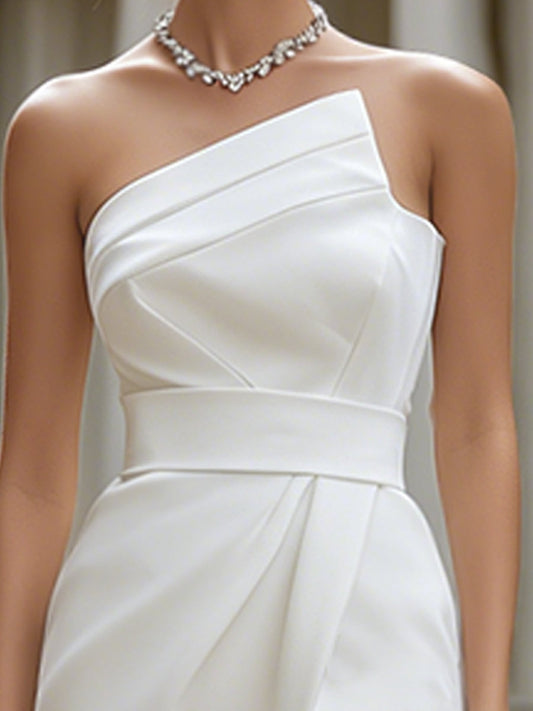 Vestido Midi Assimétrico Drapeado Transpassado de Um Ombro Só