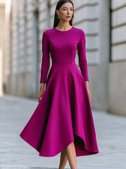 Princess-Seam Handkerchief-Hem Midi Dress