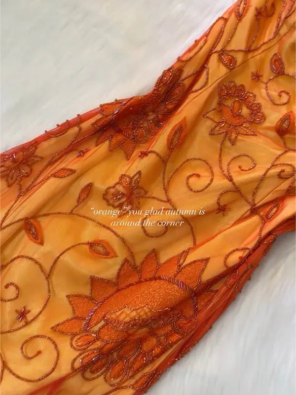 Sequinned Flower Embroidered tube sleeveless Evening Maxi Dresses