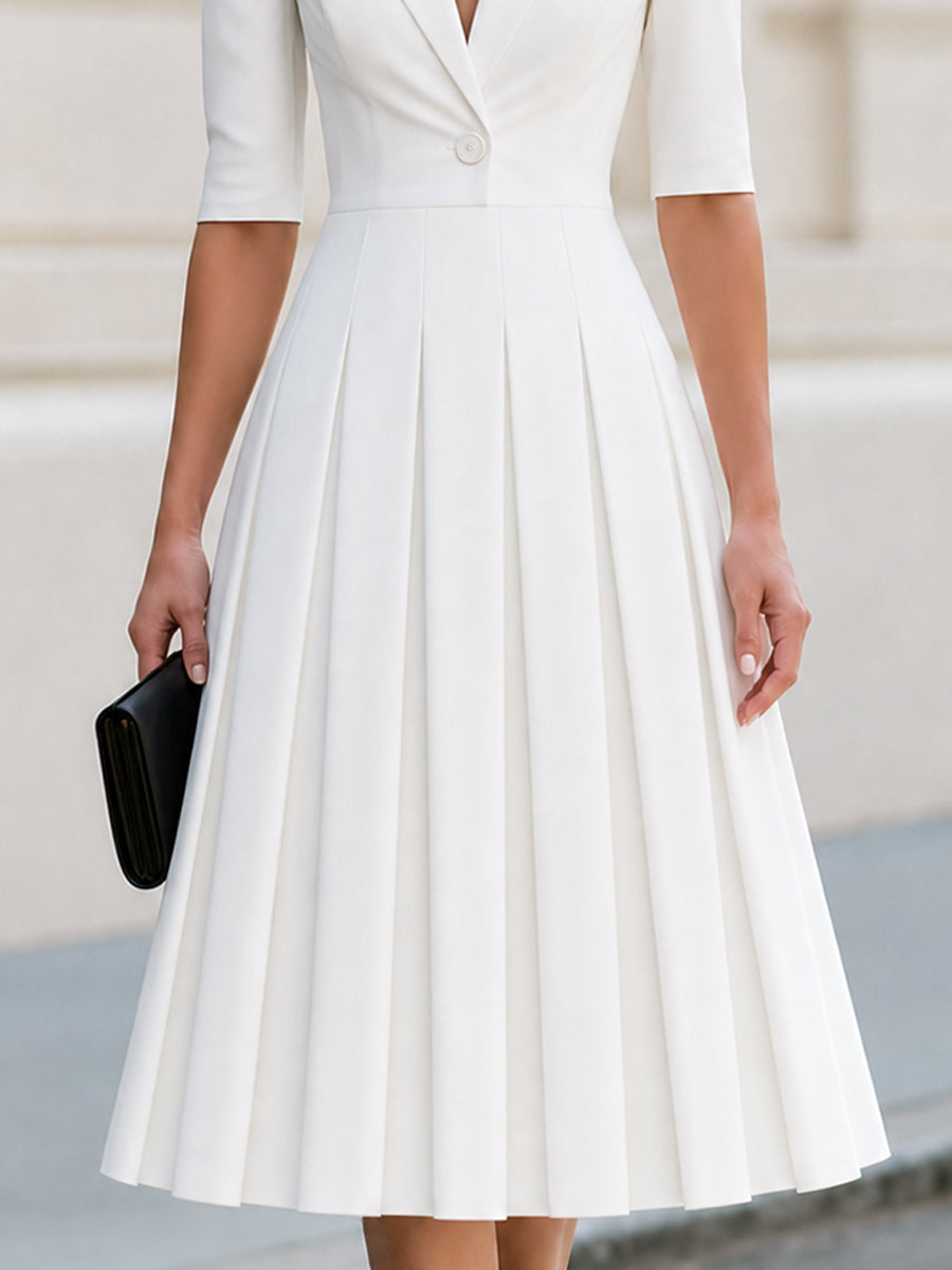 Pleated Midi Blazer Dress, Business & Wedding Guest Occasion Dress
