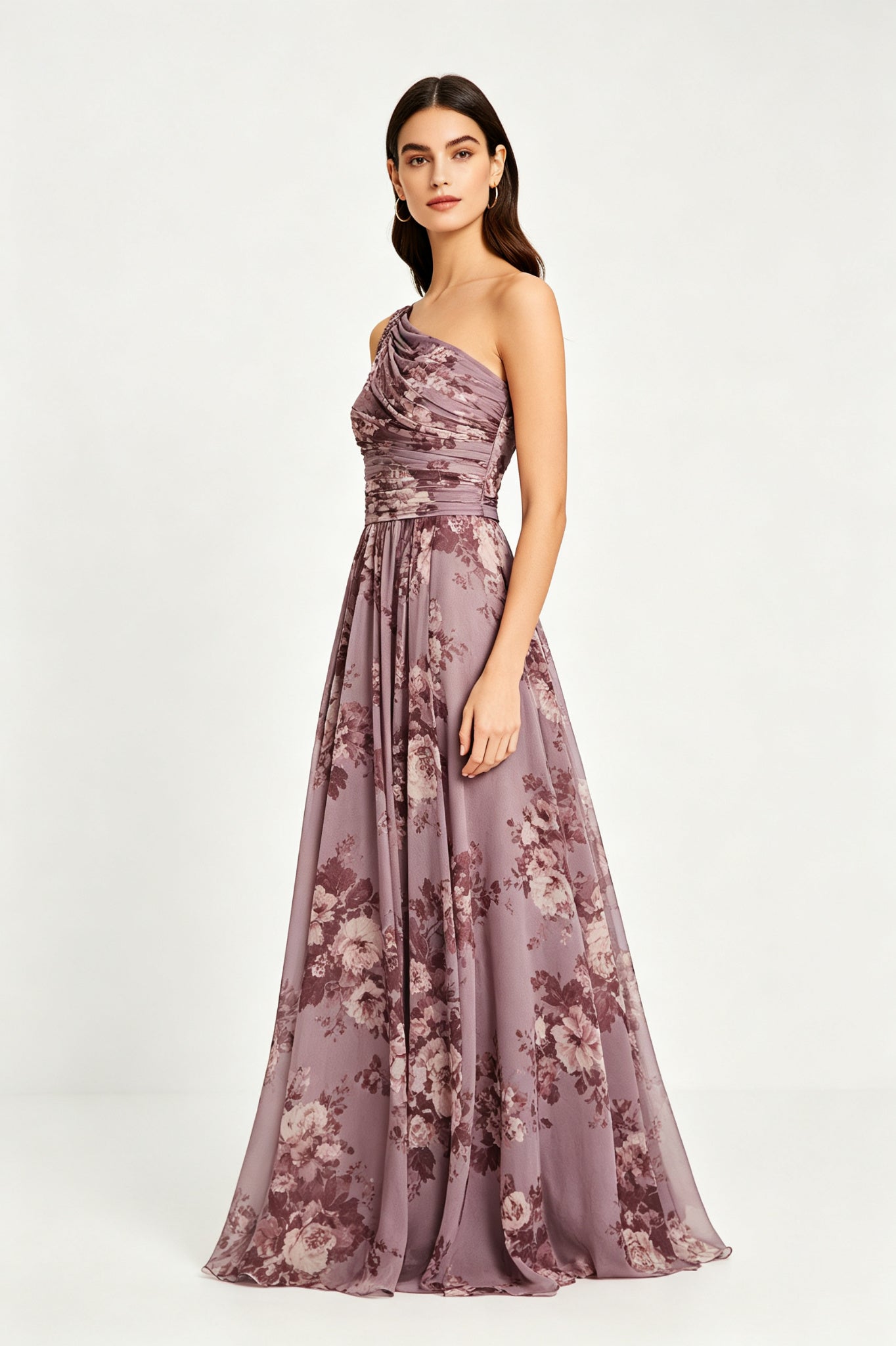 One-Shoulder Floral Print Maxi Dress - view 2