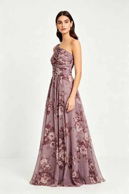 One-Shoulder Floral Print Maxi Dress - view 2