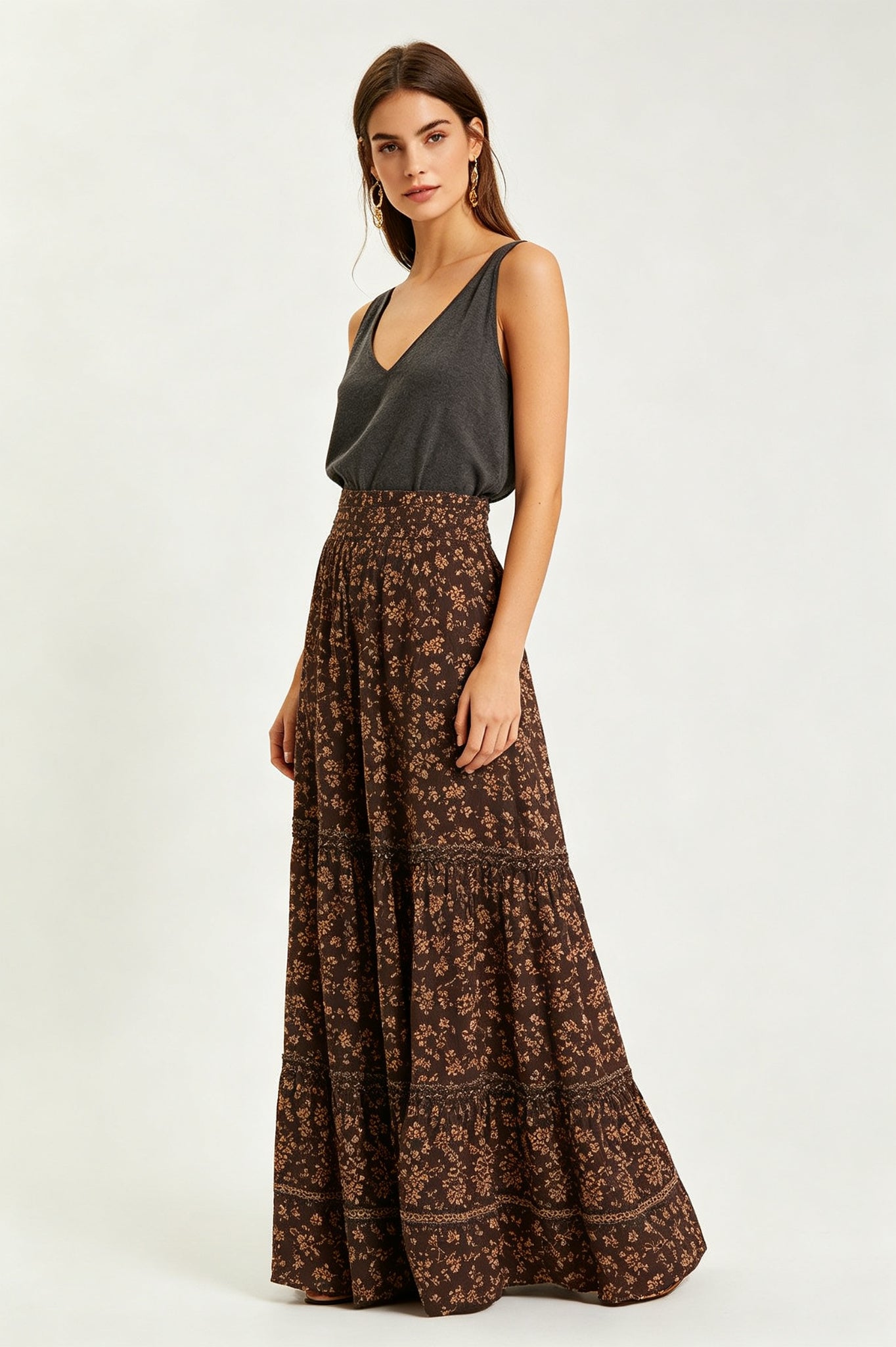 Bohemian Sleeveless Top Floral Maxi Skirt Set - view 2