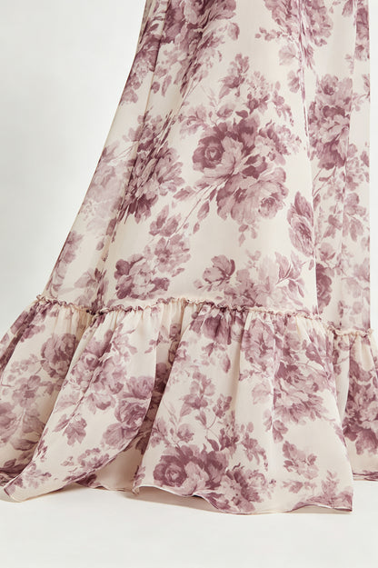 One-Shoulder Floral Print Maxi Dress - view 4